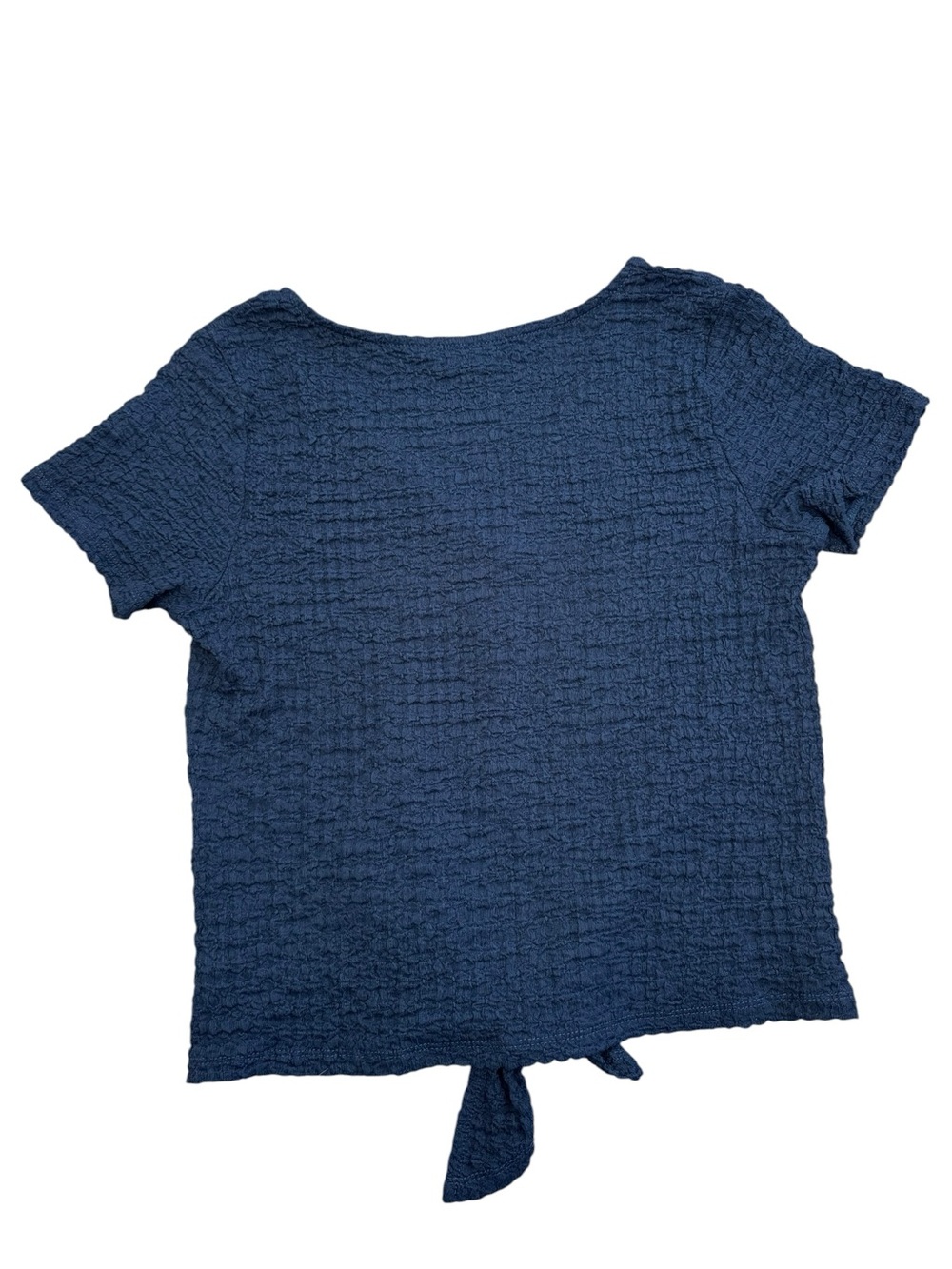 Sanctuary Navy Textured Tie Front Button Top Medium Coastal Minimalist - Picture 3 of 8